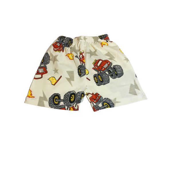 Kids Cotton Shirt And Short Summer Set Red Monster Truck