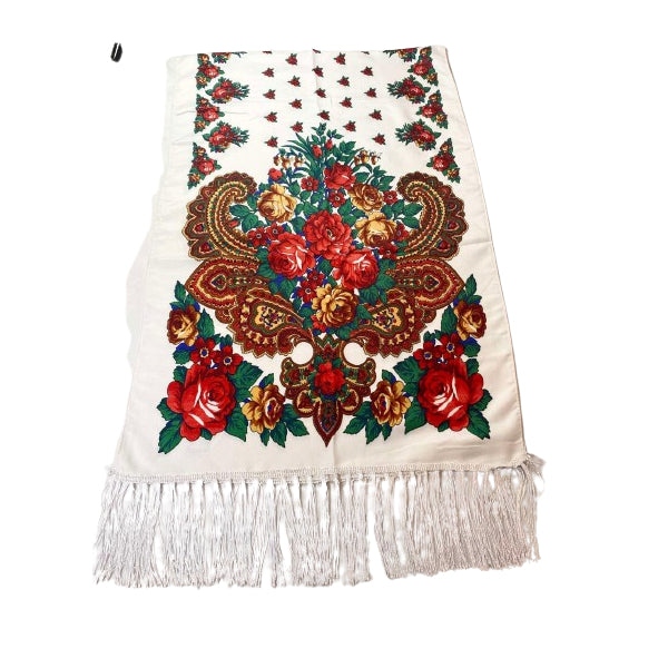 White Flower Printed Scarf/Stole