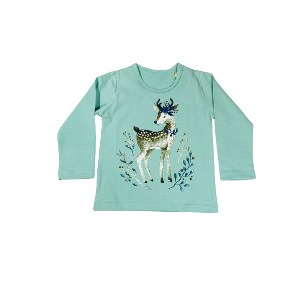 Kids Cotton Soft Full Sleeve Pajama/ Lougewear With Deer Print