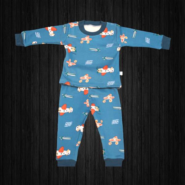 Kids Soft Fleece Lined with Blue Plane Print Pajamas/ Loungewear – ColorWay  Store
