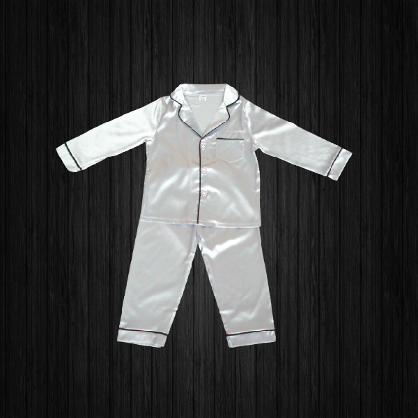 Kids Pajama Set Sleepwear/Loungewear Grey Silver Silk/Satin Button-down