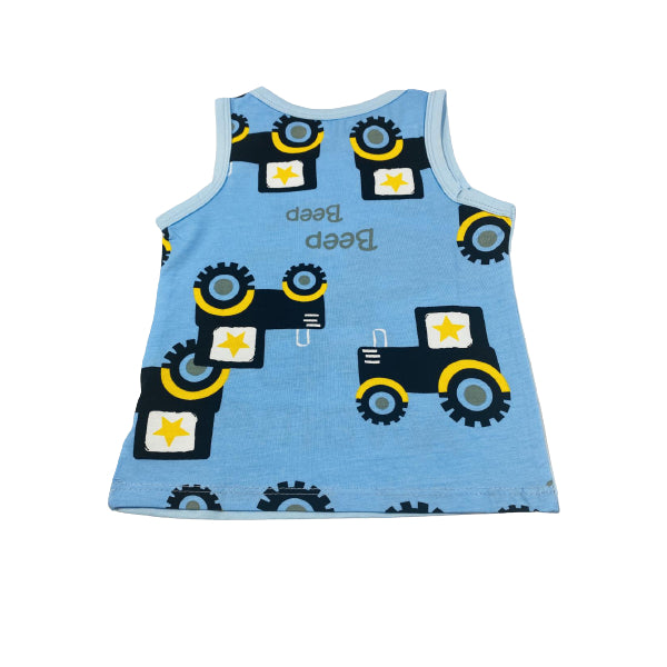 Kids Cotton Soft Vest And Short Set With Excavator