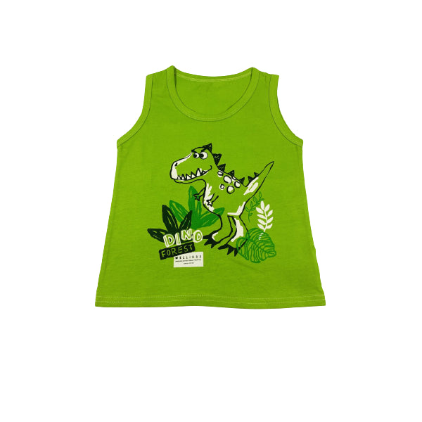 Green Dino Cotton Vest and Short Set