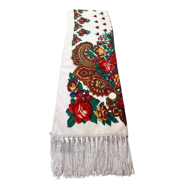 White Flower Printed Scarf/Stole