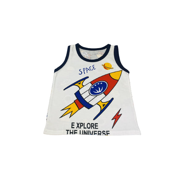 Kids Vest And Short Soft Cotton Set With Explore the Universe Print