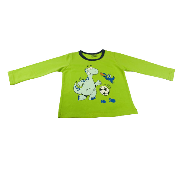 Full Sleeve Cotton Pajama / Loungewear With Green Dino Print