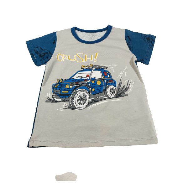 Kids Cotton Shirt And Short Set Crush Car Print