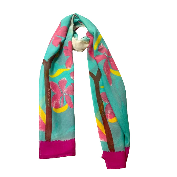 Chiffon Scarf With Flower Print