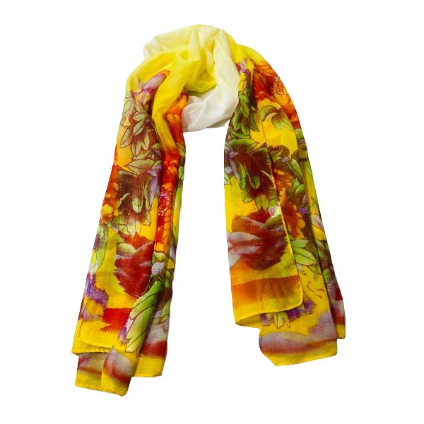 Rainbow Flower Printed Chiffon Scarf