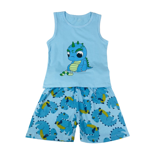 Kids Cotton T-Shirt And Short Set Baby Dino