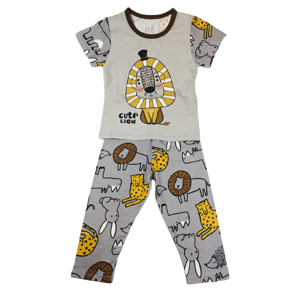 Kids Cotton Pajama/Loungewear In Cute Lion Print