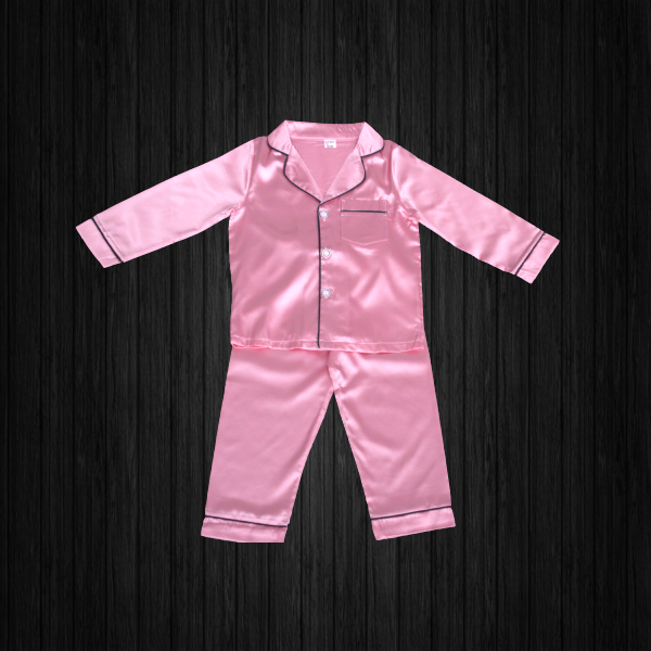 Kids Pajama Set Sleepwear/Loungewear Silk/ Satin Button-down