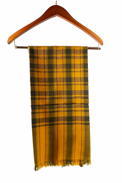 Handwoven Soft Yellow Plaid Cashmere Pashmina